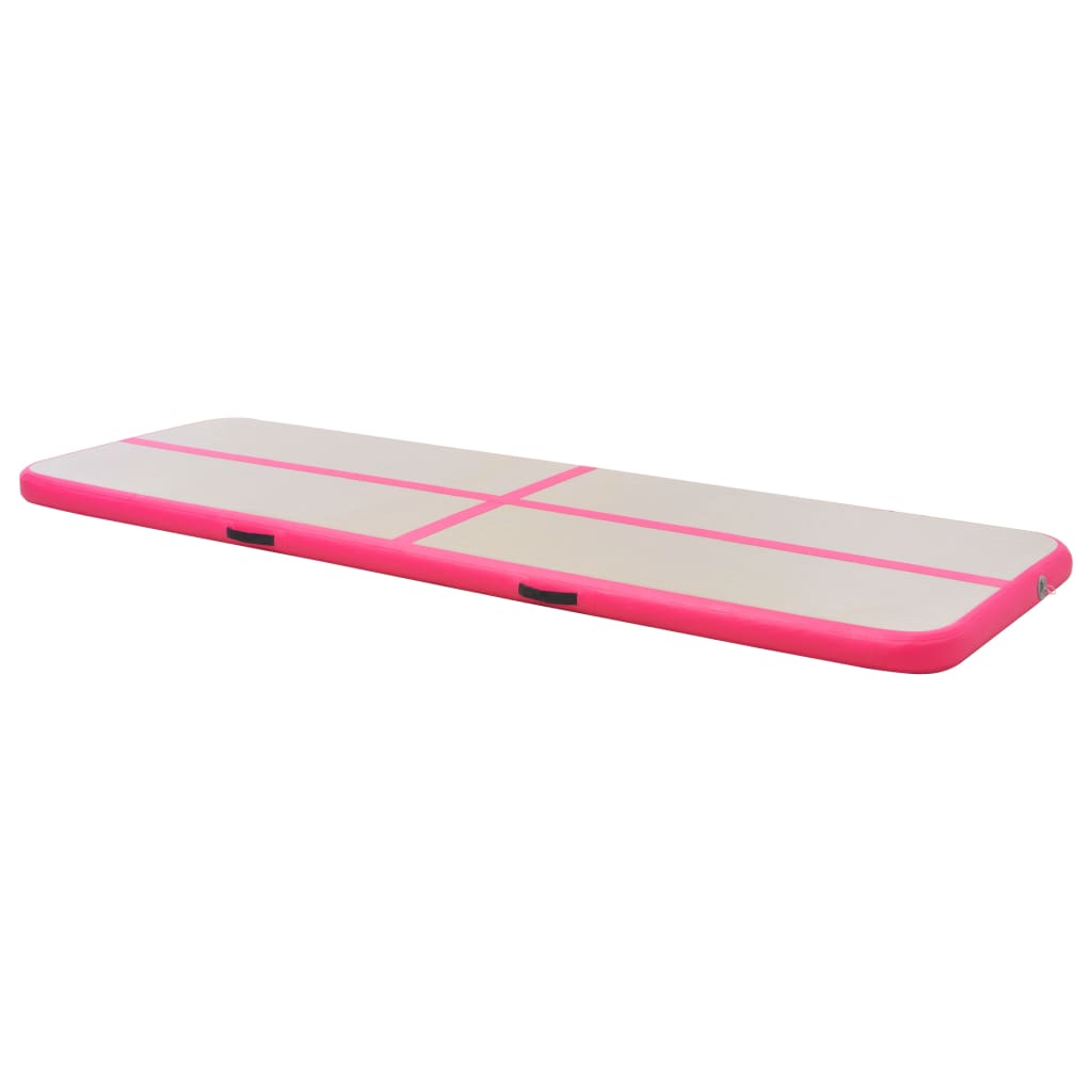 Gymnastiekmat met pomp opblaasbaar 800x100x10 cm PVC roze - AllerleiShop