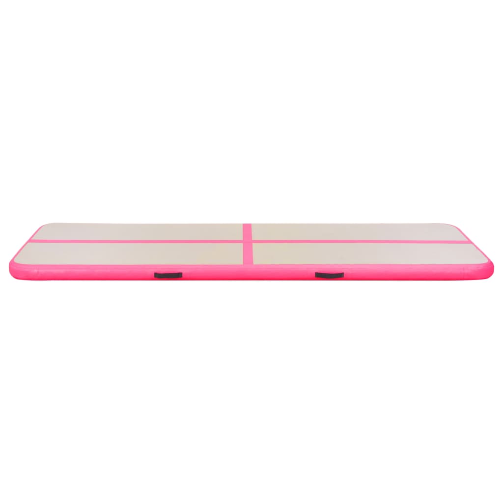 Gymnastiekmat met pomp opblaasbaar 800x100x10 cm PVC roze - AllerleiShop