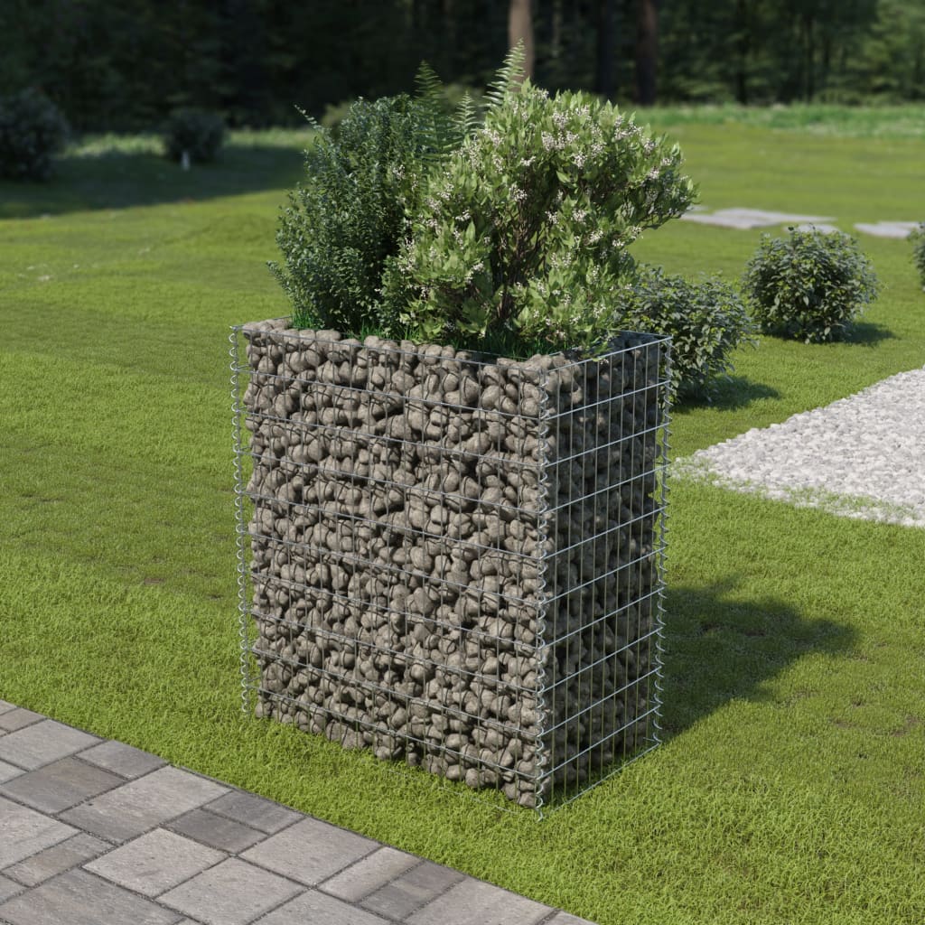 Gabion plantenbak verhoogd 90x50x100 cm gegalvaniseerd staal