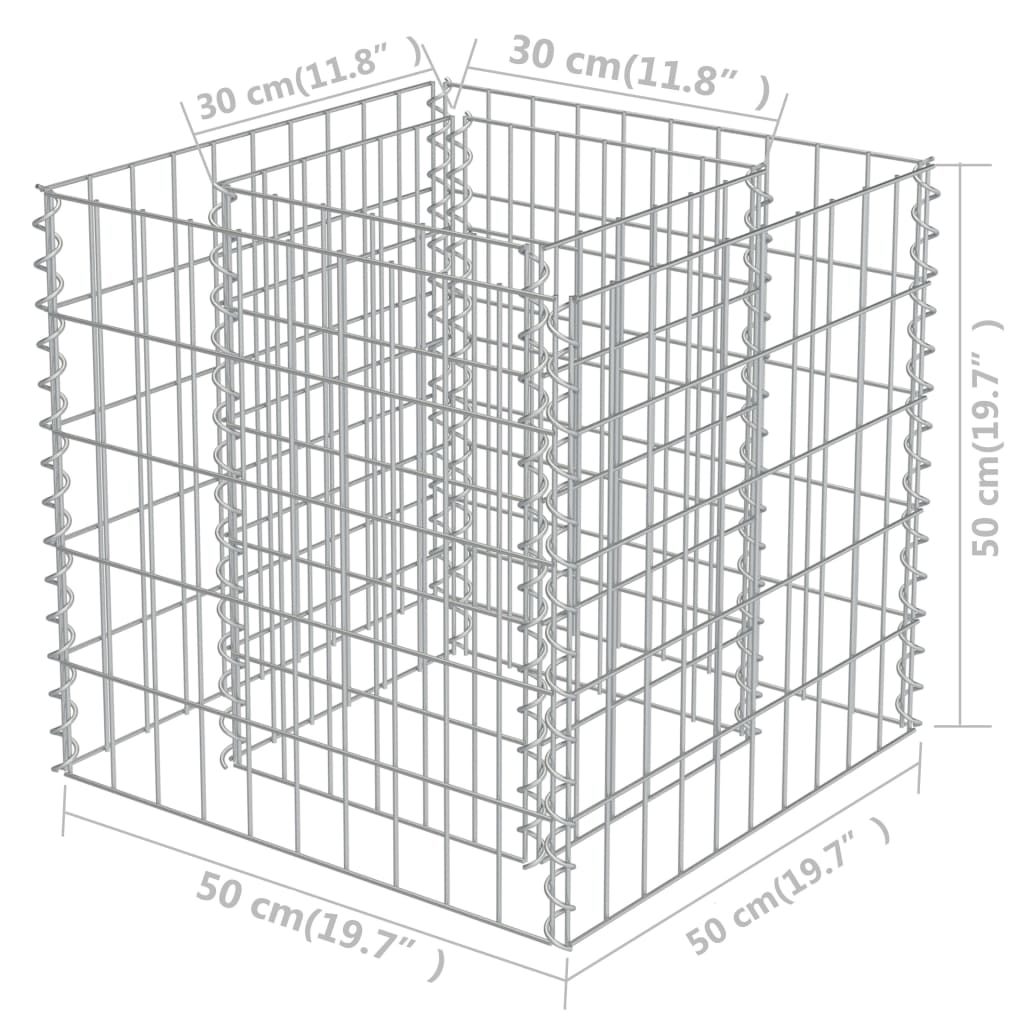 Gabion plantenbak verhoogd 50x50x50 cm gegalvaniseerd staal