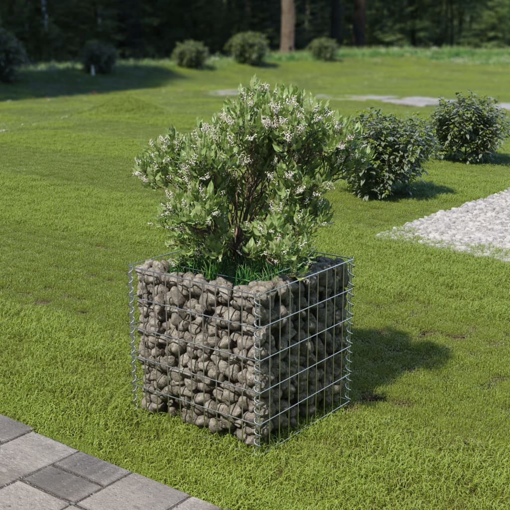 Gabion plantenbak verhoogd 50x50x50 cm gegalvaniseerd staal