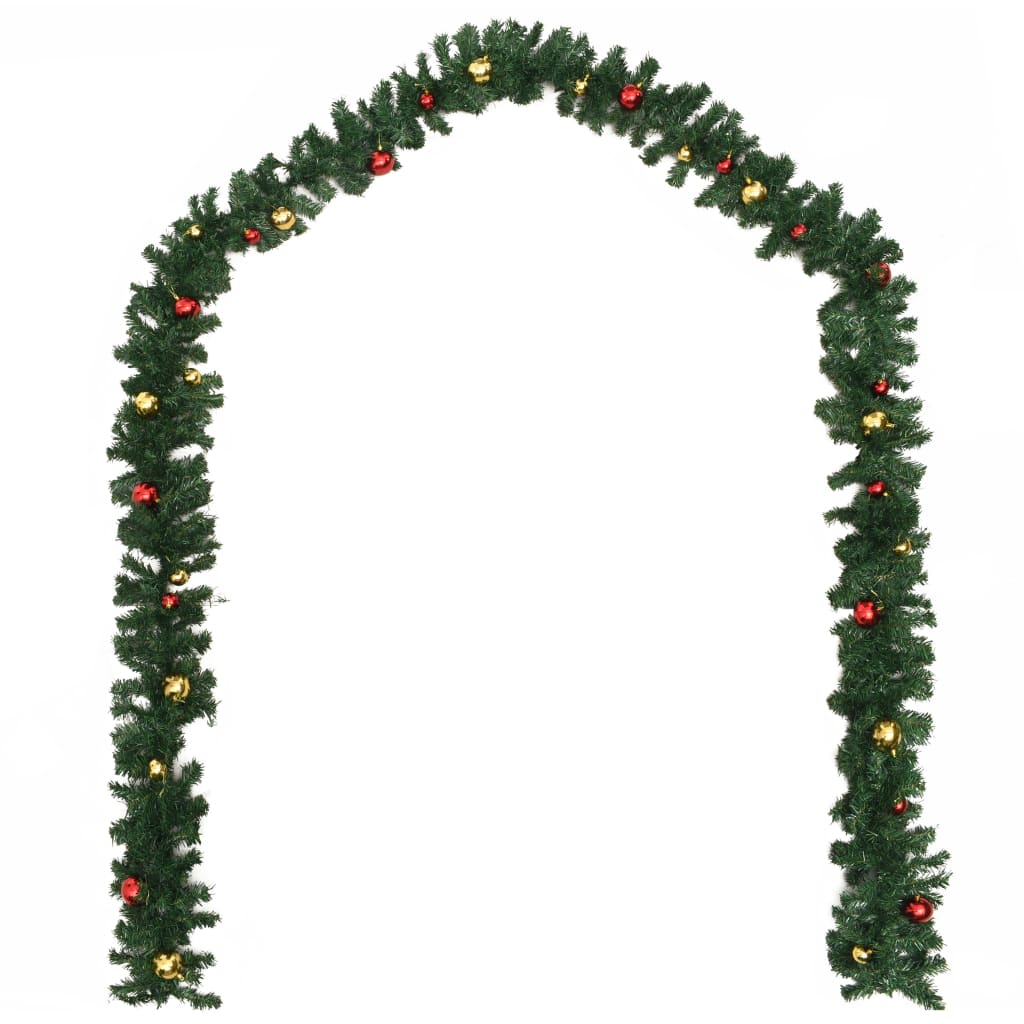 Kerstslingers 4 st met kerstballen 270 cm PVC groen