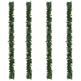 Kerstslingers 4 st met kerstballen 270 cm PVC groen