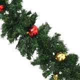 Kerstslingers 4 st met kerstballen 270 cm PVC groen