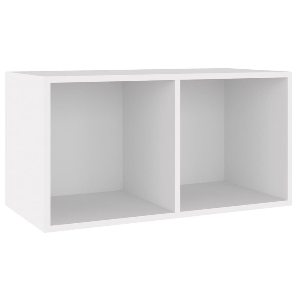 Opbergbox voor LP's 71x34x36 cm bewerkt hout wit - AllerleiShop