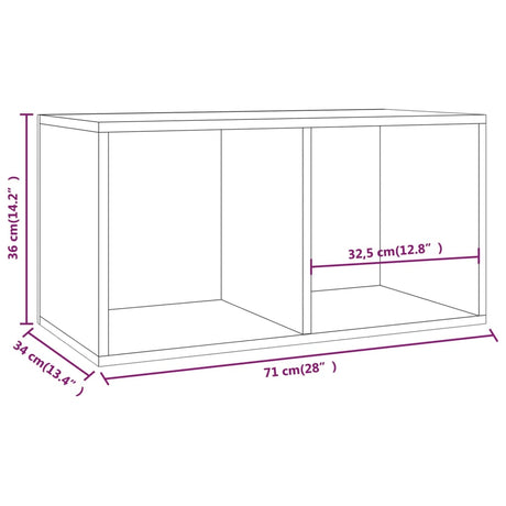 Opbergbox voor LP's 71x34x36 cm bewerkt hout wit - AllerleiShop