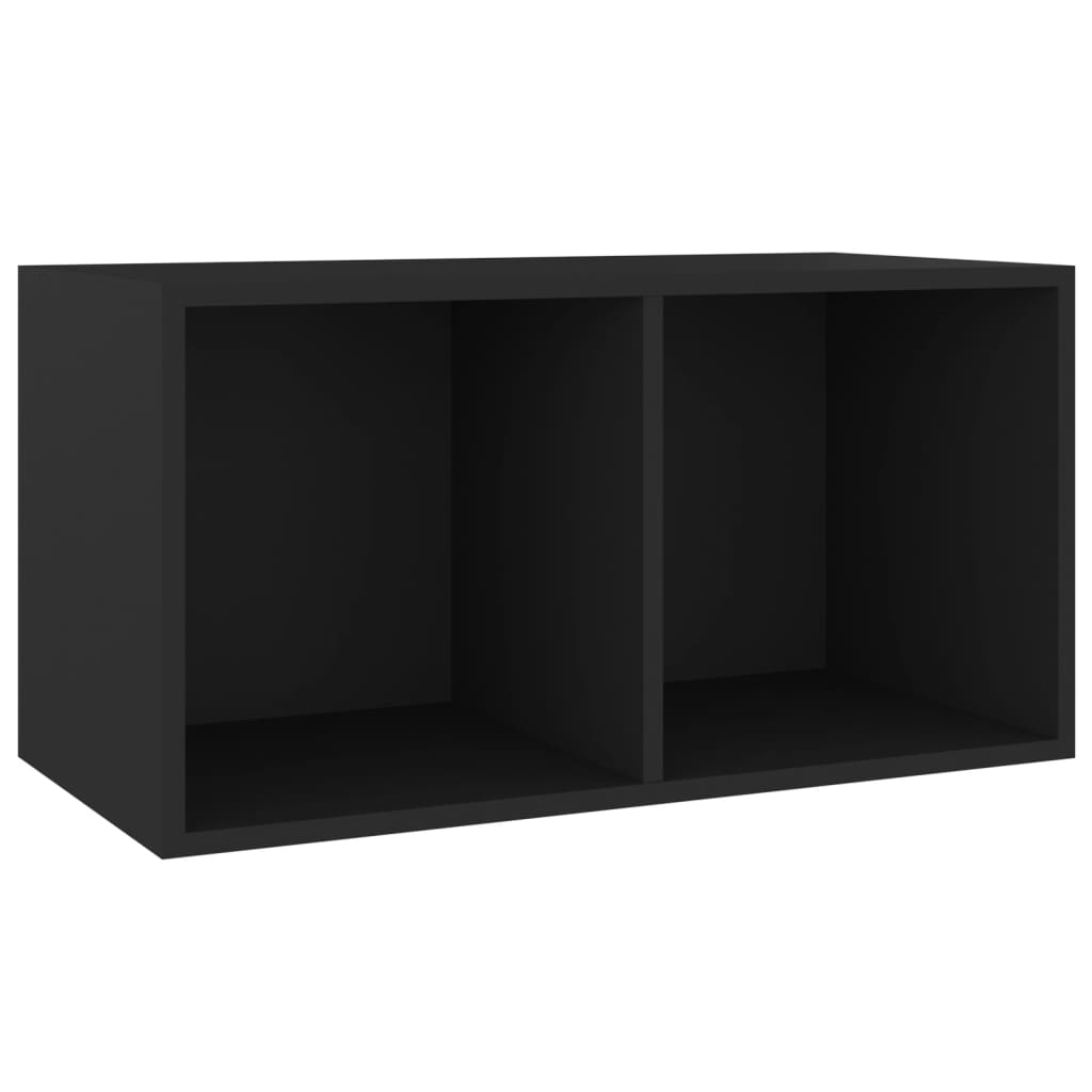 Opbergbox voor LP's 71x34x36 cm bewerkt hout zwart - AllerleiShop