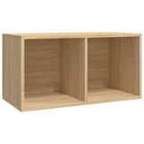 Opbergbox voor LP's 71x34x36 cm bewerkt hout sonoma eikenkleur - AllerleiShop