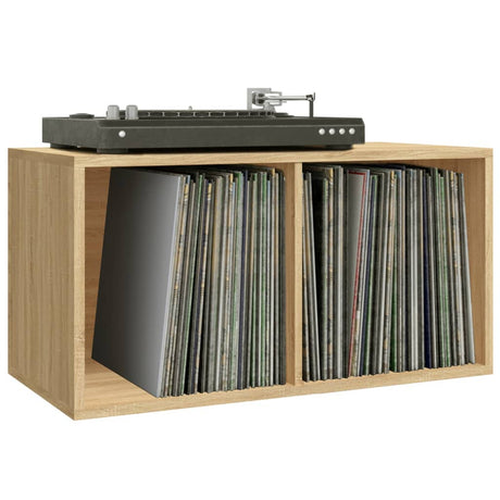 Opbergbox voor LP's 71x34x36 cm bewerkt hout sonoma eikenkleur - AllerleiShop