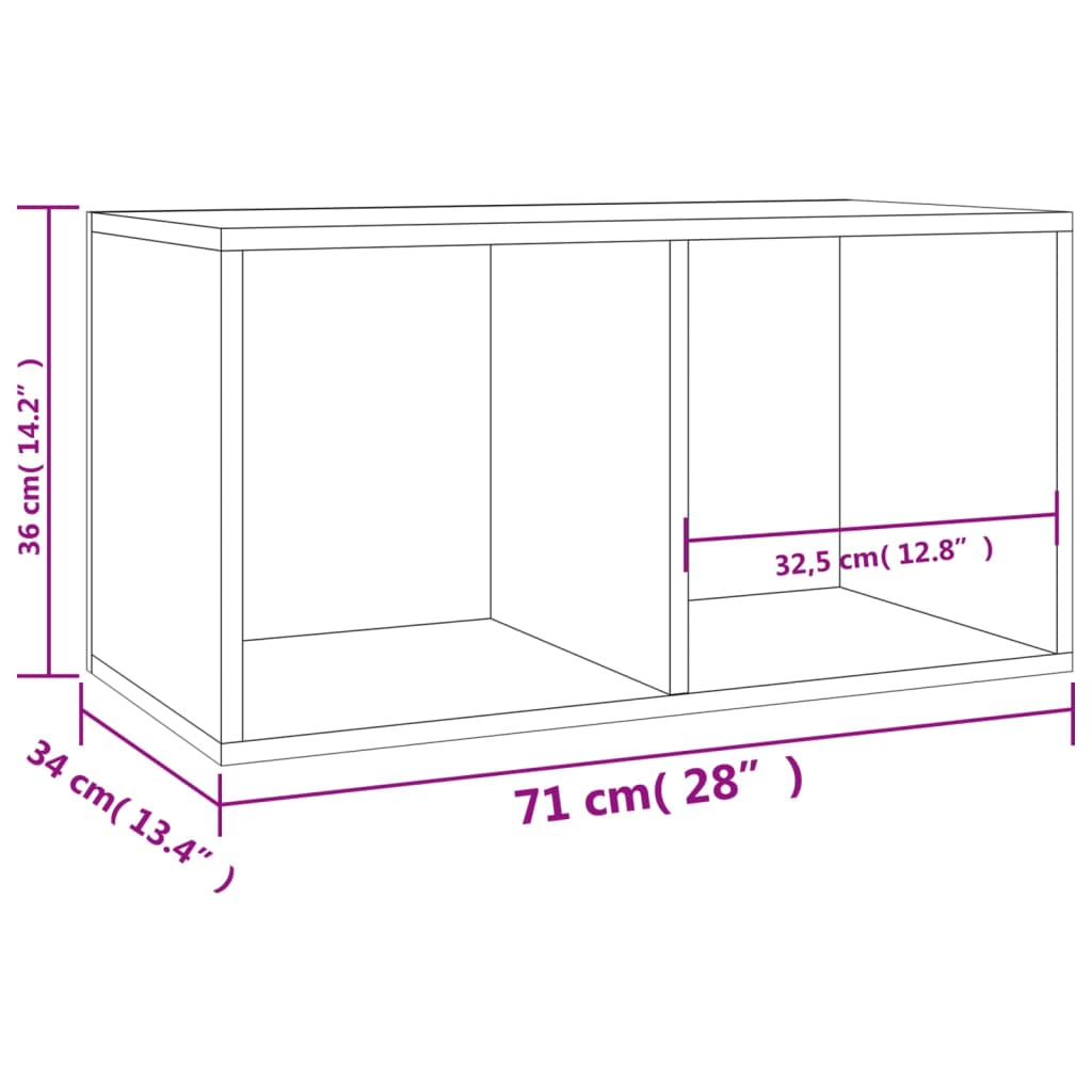 Opbergbox voor LP's 71x34x36 cm bewerkt hout sonoma eikenkleur - AllerleiShop