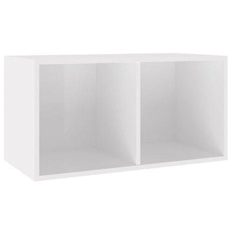 Opbergbox voor LP's 71x34x36 cm bewerkt hout hoogglans wit - AllerleiShop