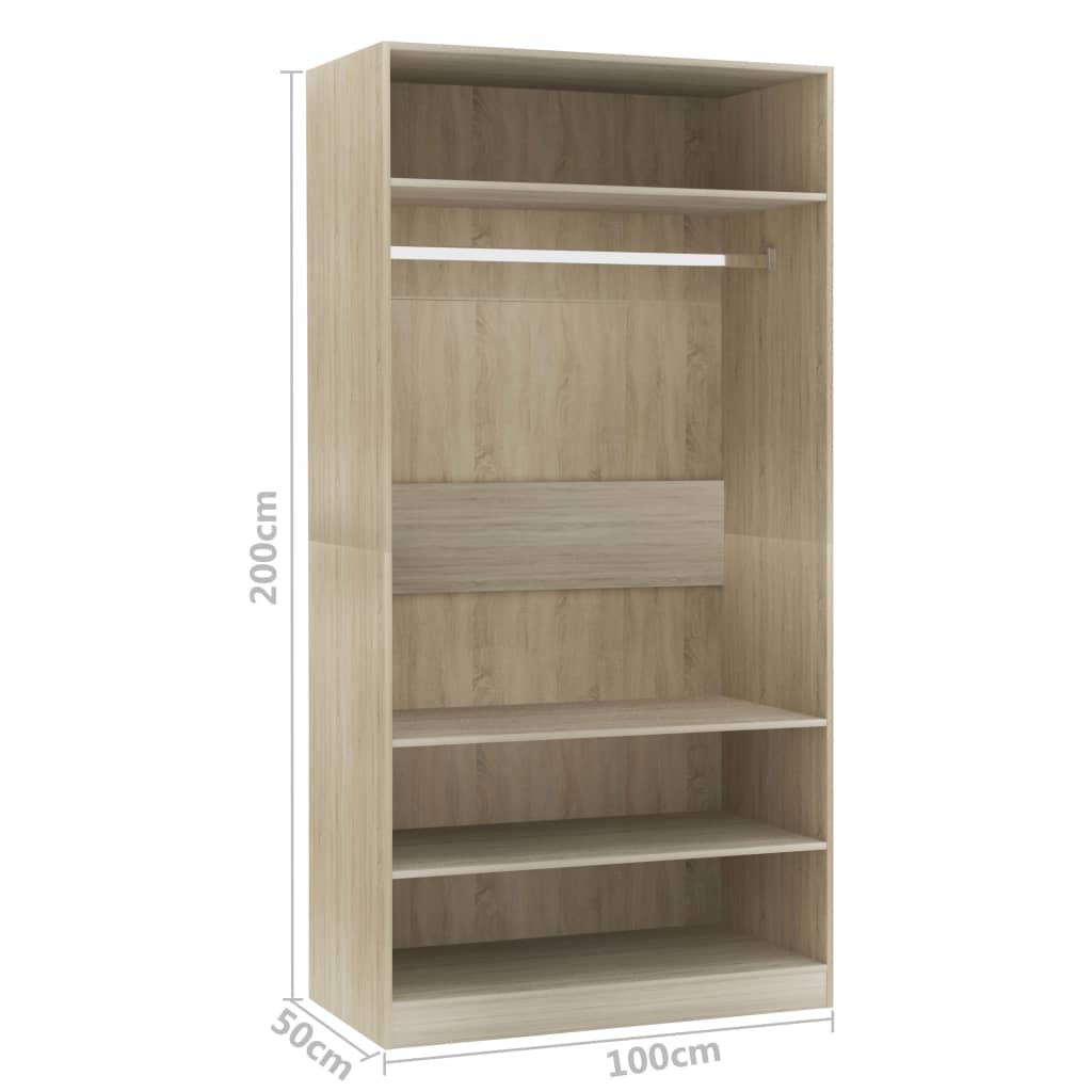 Kledingkast 100x50x200 cm bewerkt hout sonoma eikenkleurig - AllerleiShop