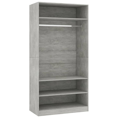 Kledingkast 100x50x200 cm bewerkt hout betongrijs - AllerleiShop