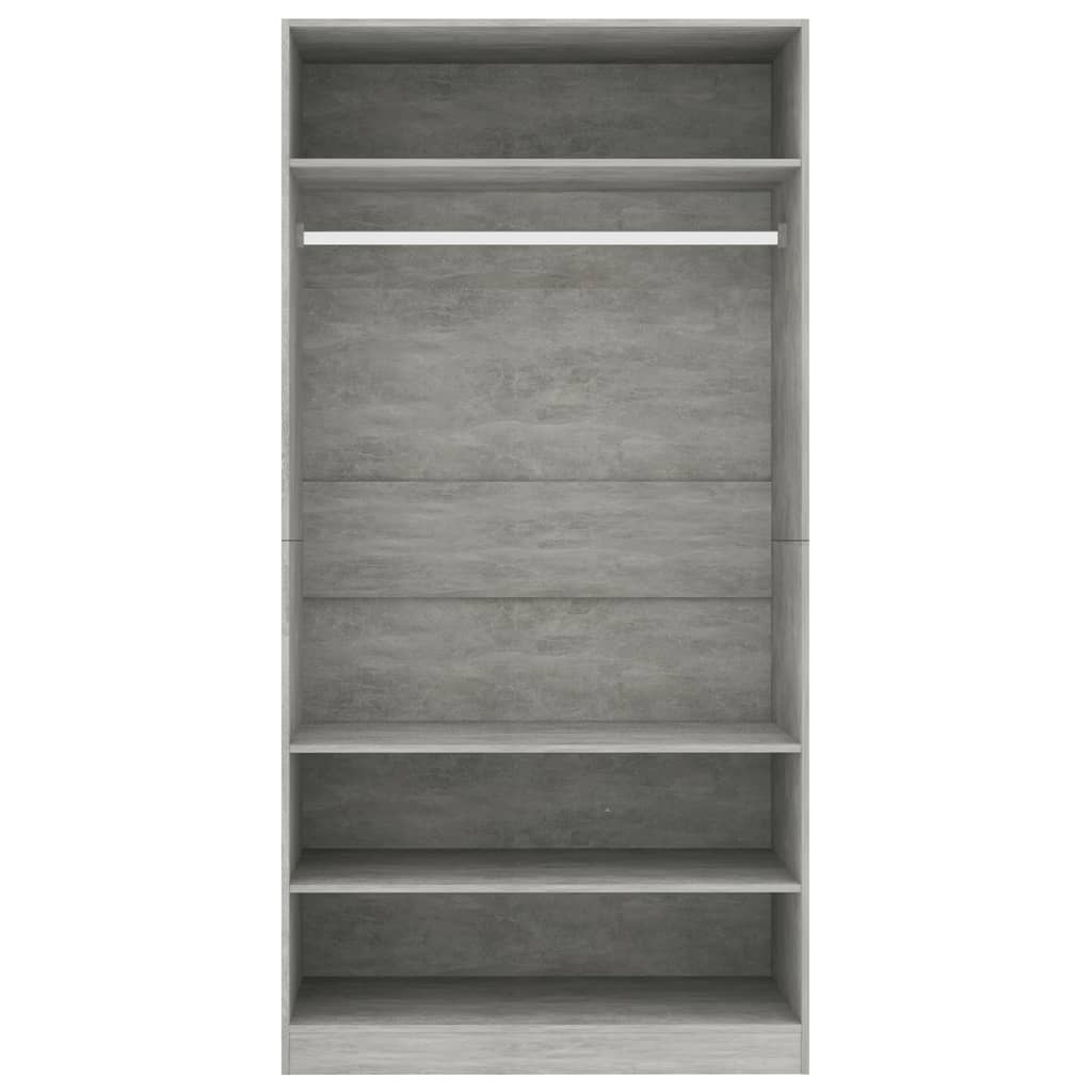 Kledingkast 100x50x200 cm bewerkt hout betongrijs - AllerleiShop