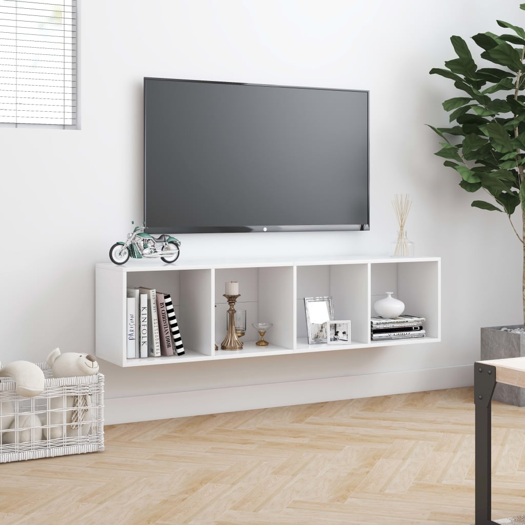 Boekenkast/tv-meubel 143x30x36 cm wit - AllerleiShop