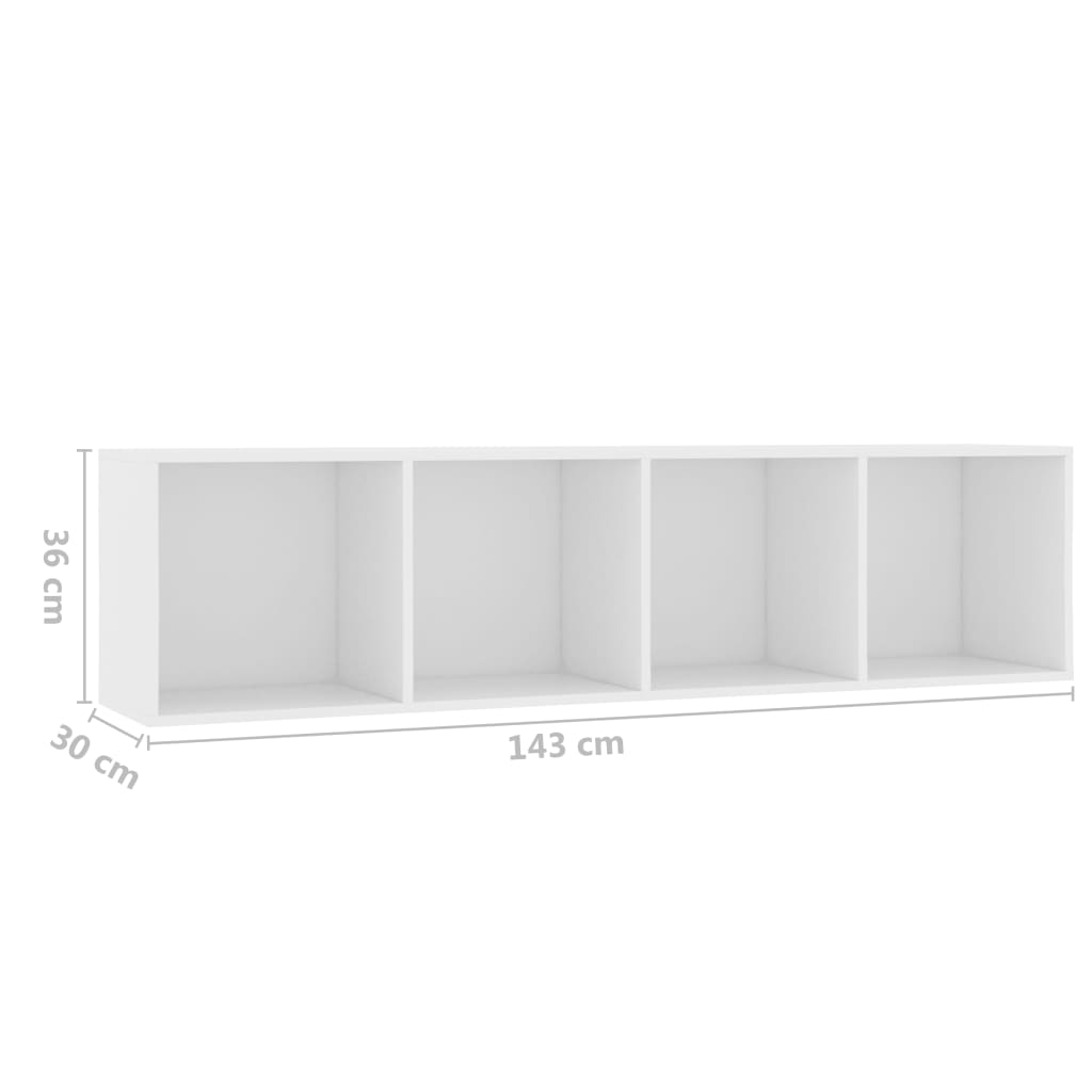 Boekenkast/tv-meubel 143x30x36 cm wit - AllerleiShop