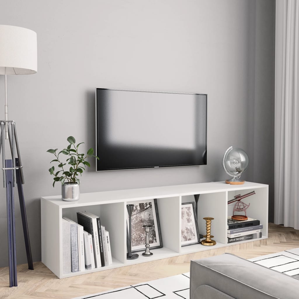 Boekenkast/tv-meubel 143x30x36 cm wit - AllerleiShop