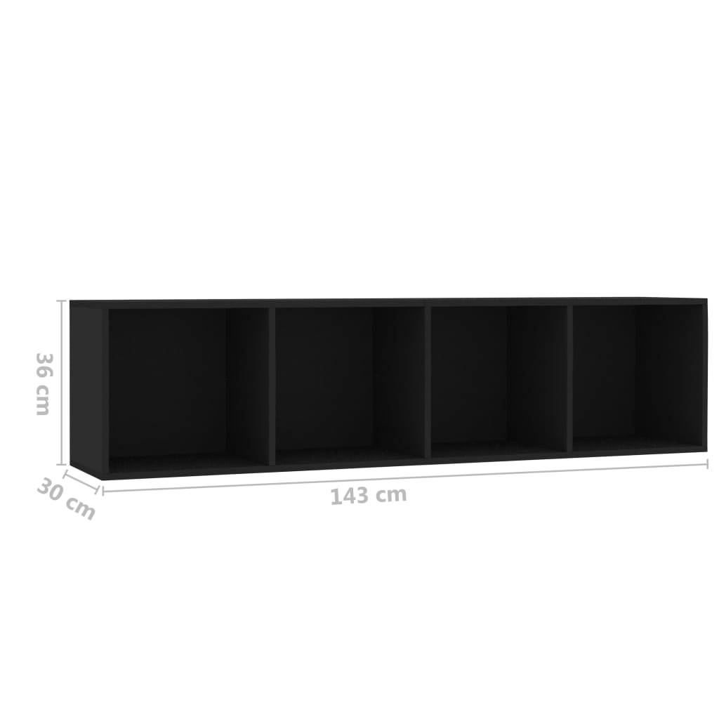 Boekenkast/tv-meubel 143x30x36 cm zwart - AllerleiShop