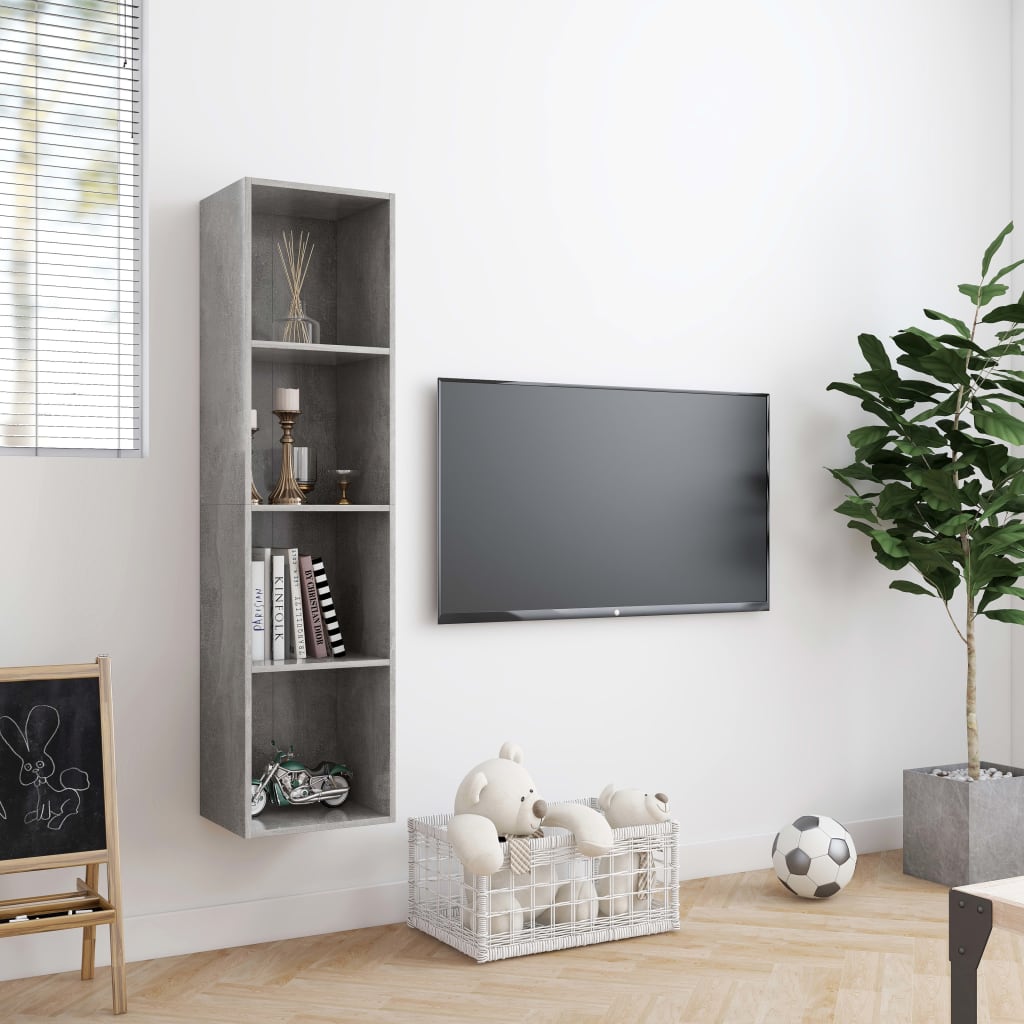 Boekenkast/tv-meubel 143x30x36 cm betongrijs - AllerleiShop