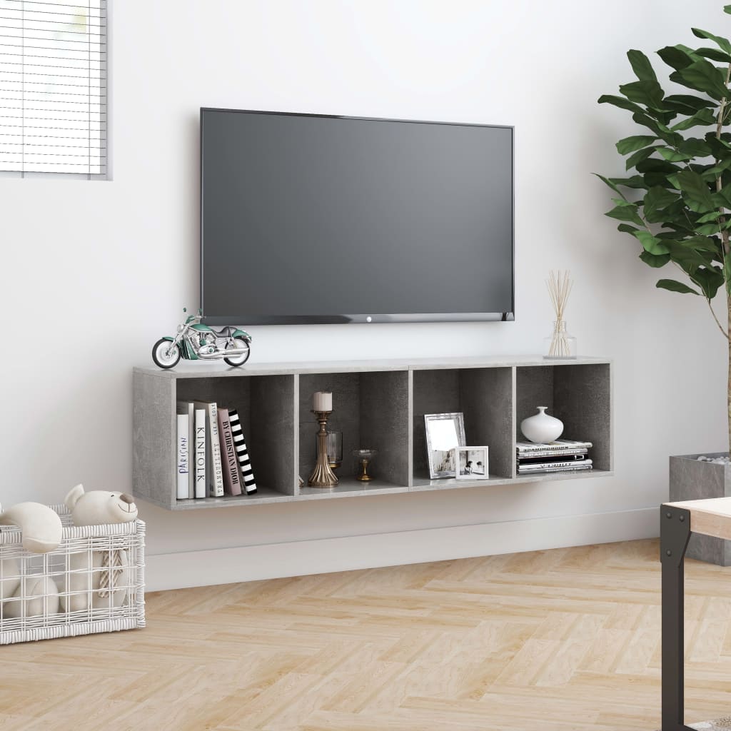 Boekenkast/tv-meubel 143x30x36 cm betongrijs - AllerleiShop