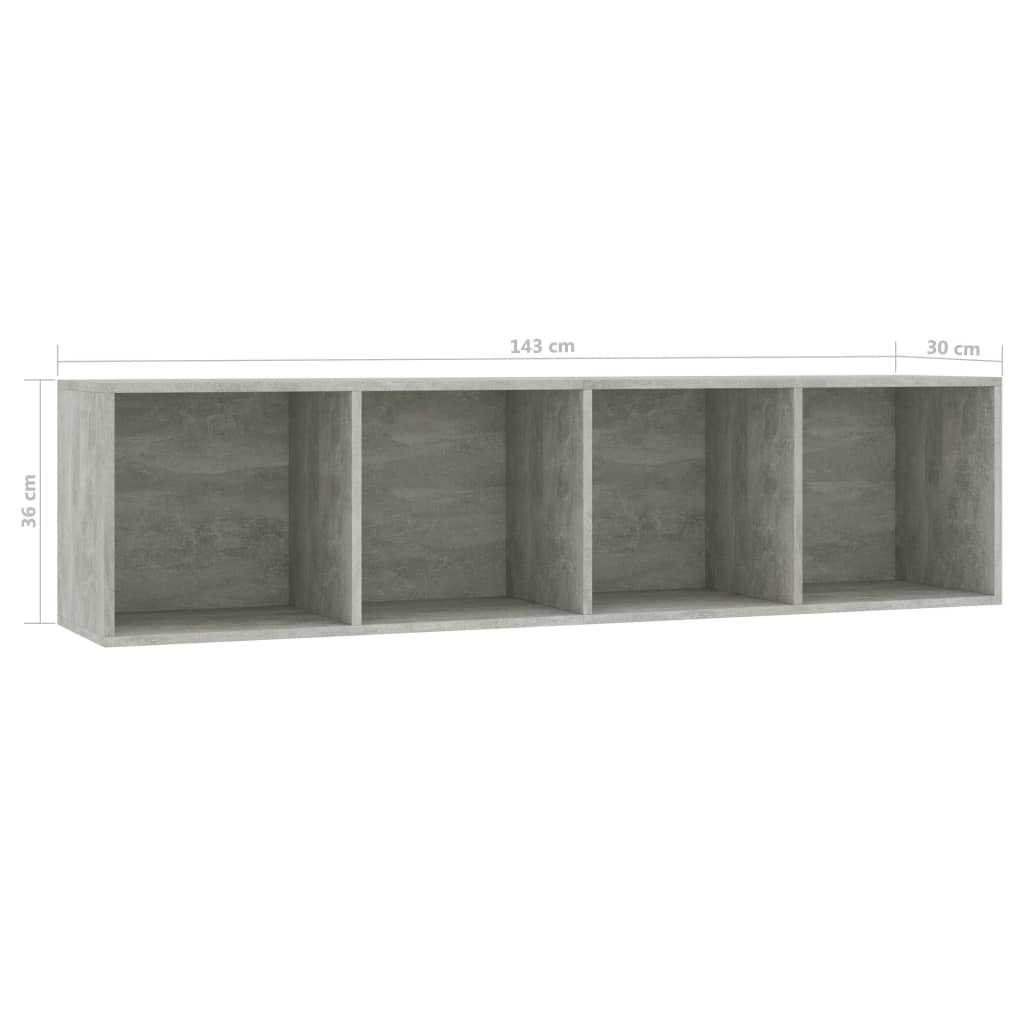 Boekenkast/tv-meubel 143x30x36 cm betongrijs - AllerleiShop