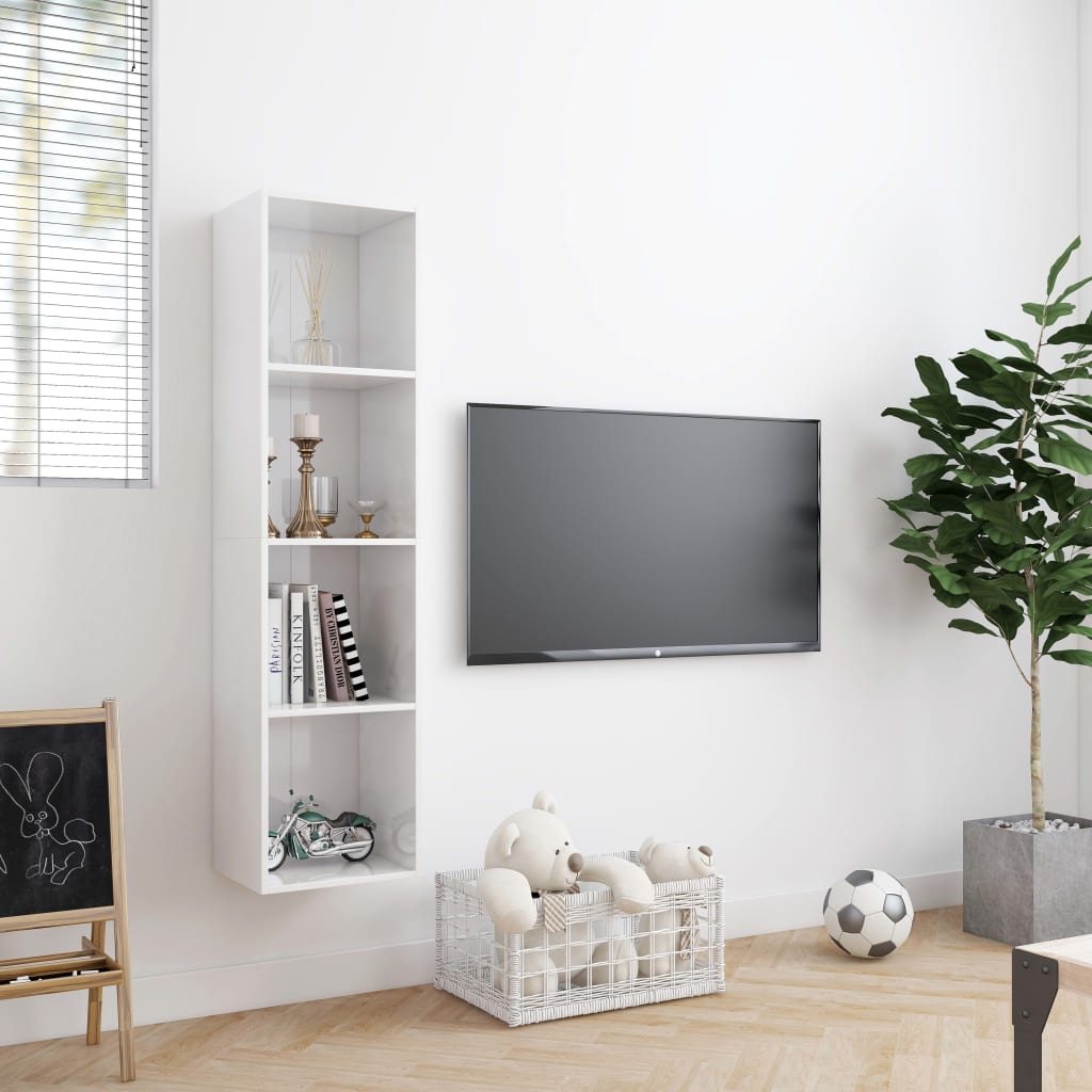 Boekenkast/tv-meubel 143x30x36 cm hoogglans wit - AllerleiShop