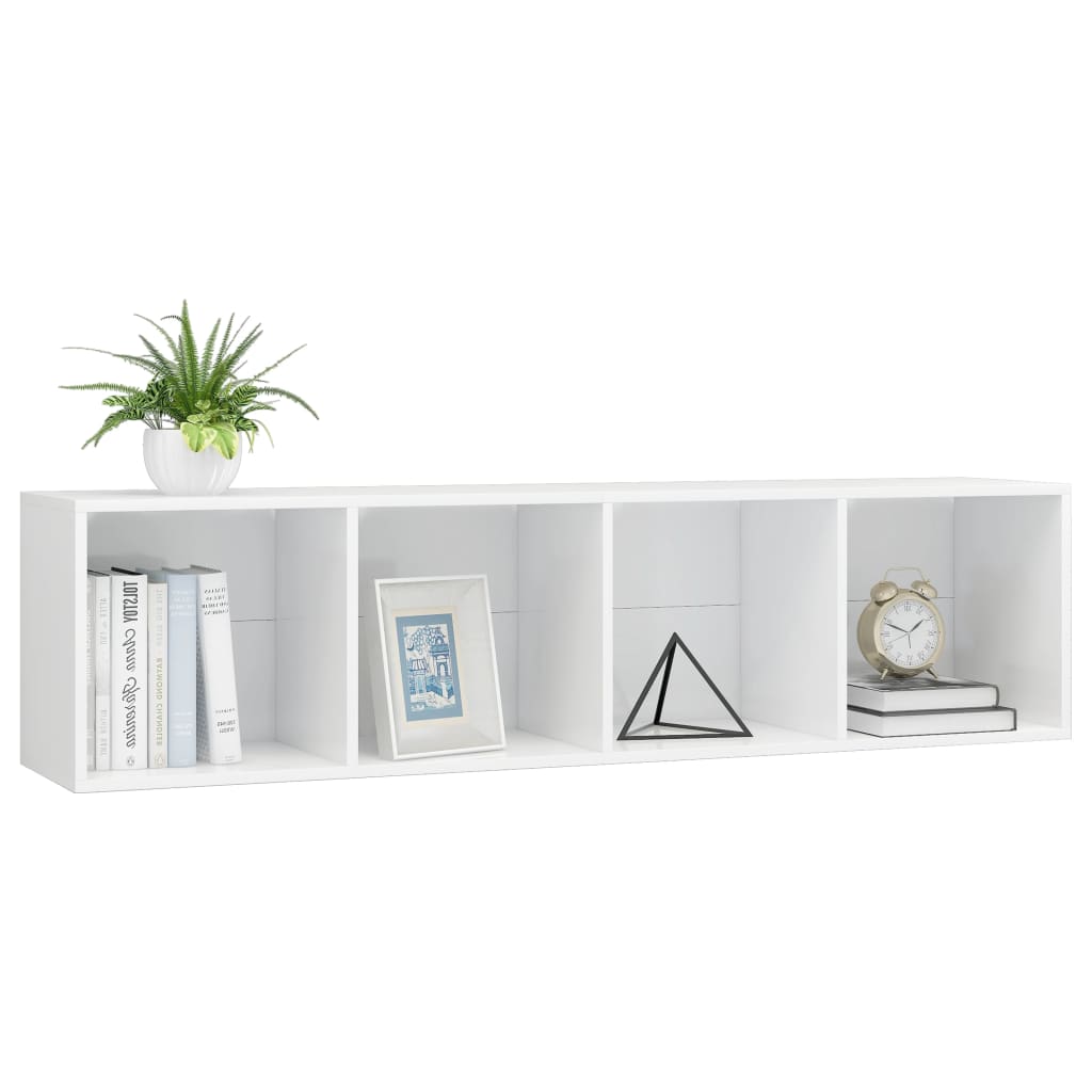 Boekenkast/tv-meubel 143x30x36 cm hoogglans wit - AllerleiShop