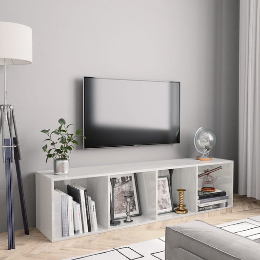 Boekenkast/tv-meubel 143x30x36 cm hoogglans wit - AllerleiShop