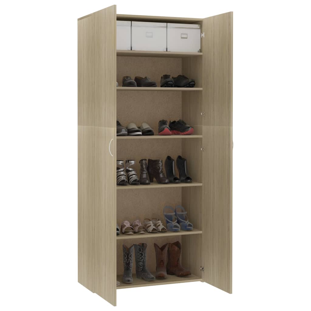 Schoenenkast 80x35,5x180 cm bewerkt hout sonoma eikenkleurig - AllerleiShop