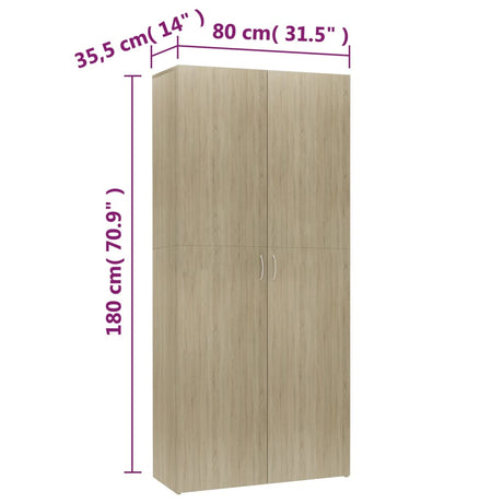 Schoenenkast 80x35,5x180 cm bewerkt hout sonoma eikenkleurig - AllerleiShop