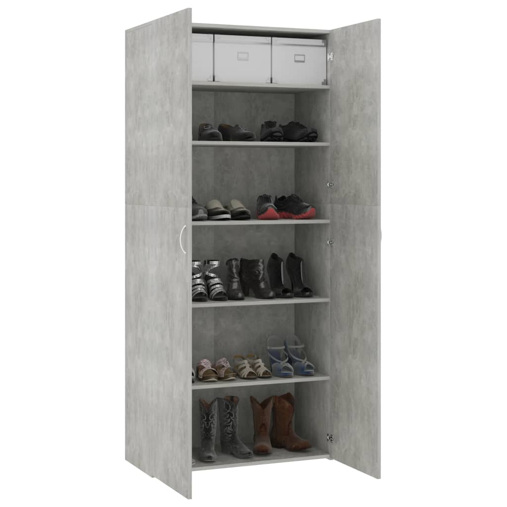 Schoenenkast 80x35,5x180 cm bewerkt hout betongrijs - AllerleiShop