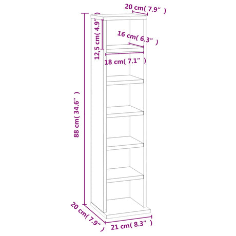 Cd-kast 21x20x88 cm bewerkt hout wit - AllerleiShop