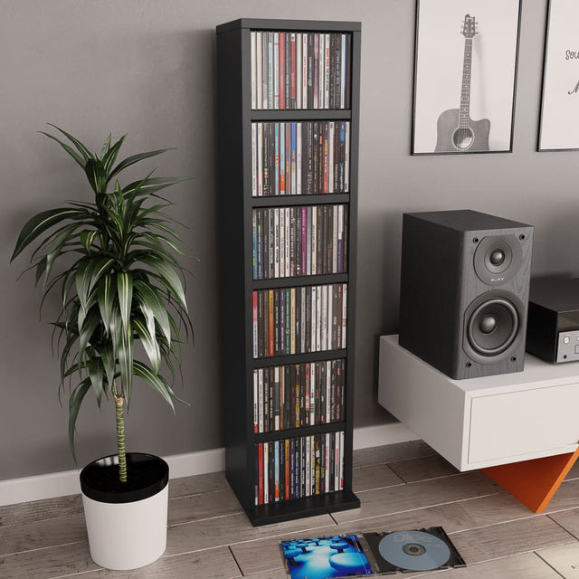 Cd-kast 21x20x88 cm bewerkt hout zwart - AllerleiShop