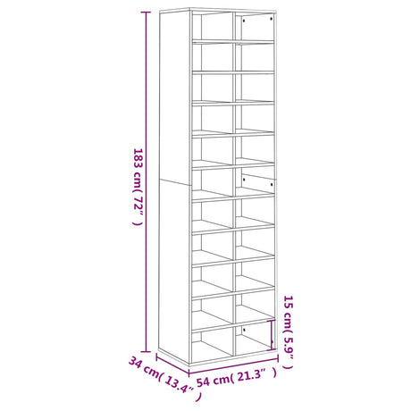 Schoenenkast 54x34x183 cm bewerkt hout wit - AllerleiShop