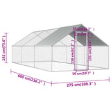 Kippenhok 2,75x6x1,92 m gegalvaniseerd staal