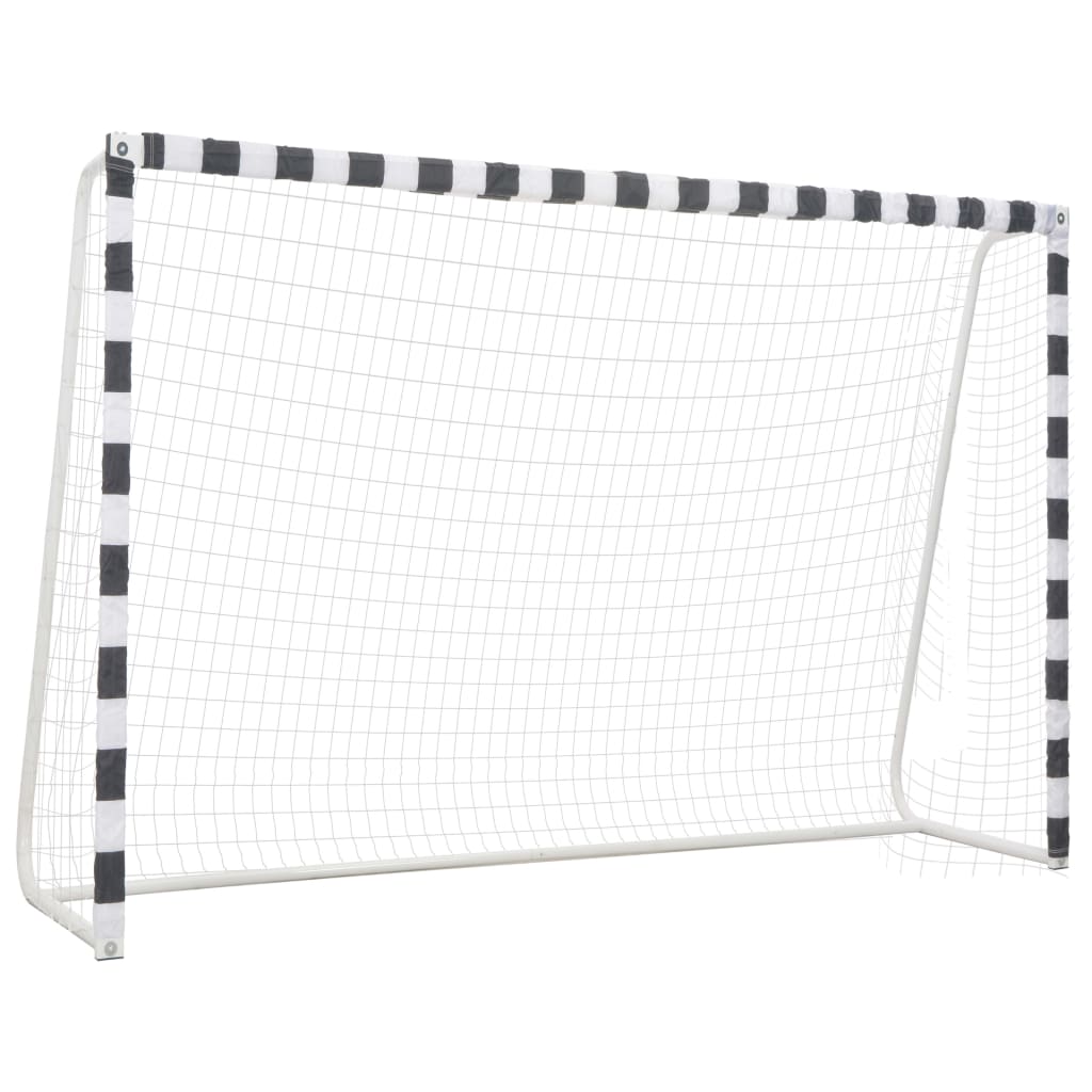 Voetbaldoel 300x200x90 cm metaal zwart en wit - AllerleiShop