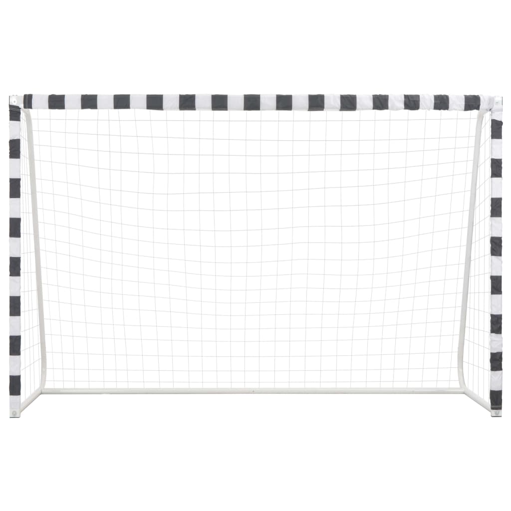 Voetbaldoel 300x200x90 cm metaal zwart en wit - AllerleiShop