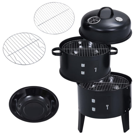 Houtskoolroker barbecue-grill 3-in-1 40x80 cm - AllerleiShop