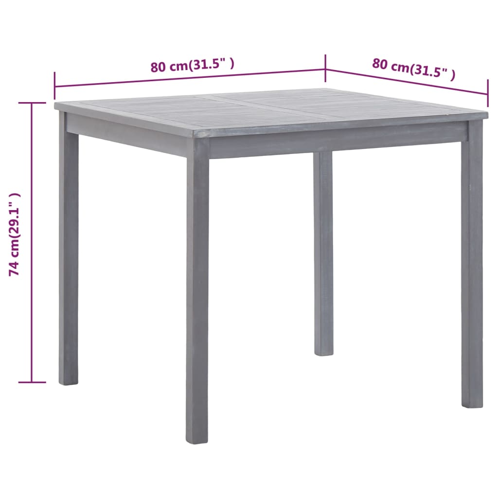 Tuintafel 80x80x74 cm massief acaciahout grijs - AllerleiShop