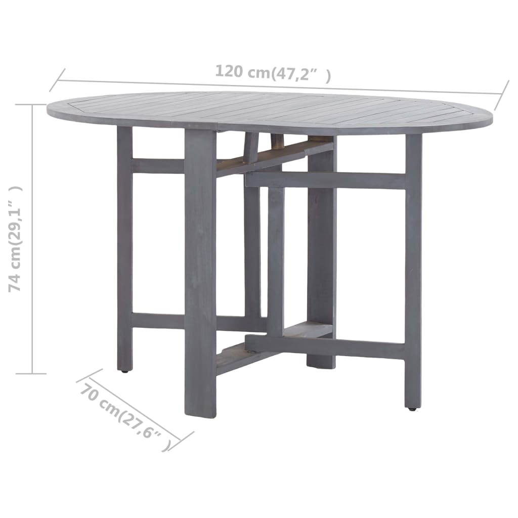 Tuintafel 120x70x74 cm massief acaciahout grijs - AllerleiShop