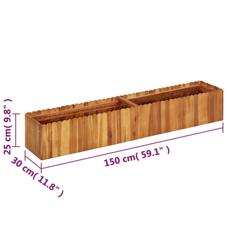 Plantenbak verhoogd 150x30x25 cm massief acaciahout - AllerleiShop