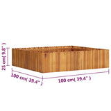 Plantenbak verhoogd 100x100x25 cm massief acaciahout - AllerleiShop