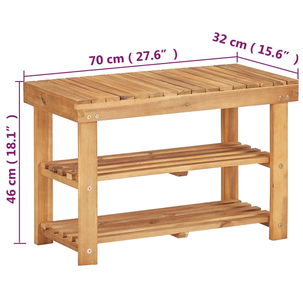 Schoenenrek 70x32x46 cm massief acaciahout - AllerleiShop