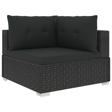 6-delige Loungeset met kussens poly rattan zwart - AllerleiShop