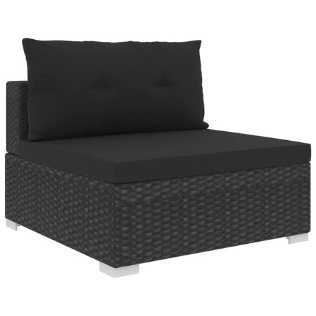 6-delige Loungeset met kussens poly rattan zwart - AllerleiShop