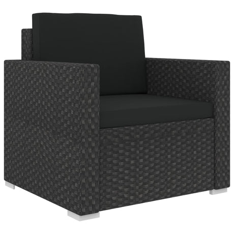 6-delige Loungeset met kussens poly rattan zwart - AllerleiShop