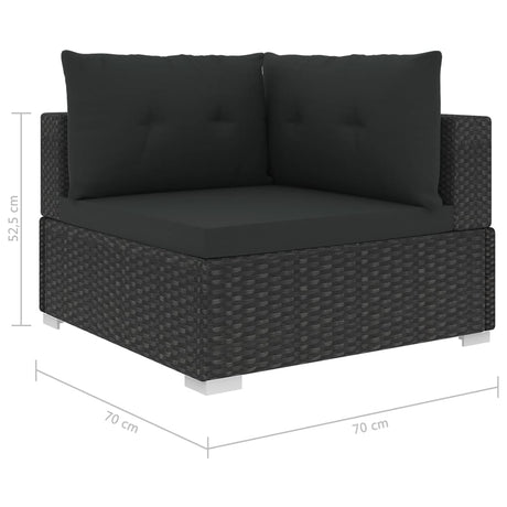 6-delige Loungeset met kussens poly rattan zwart - AllerleiShop