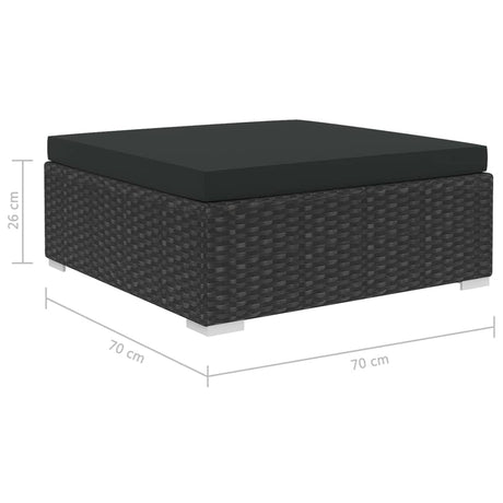 6-delige Loungeset met kussens poly rattan zwart - AllerleiShop