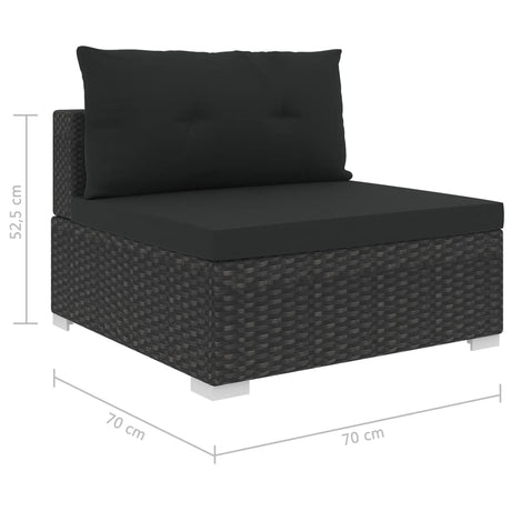 6-delige Loungeset met kussens poly rattan zwart - AllerleiShop