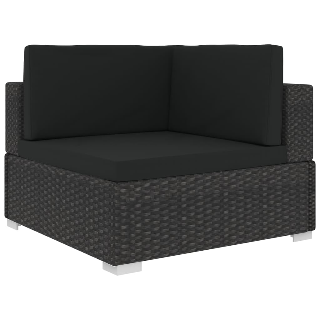 6-delige Loungeset met kussens poly rattan zwart - AllerleiShop
